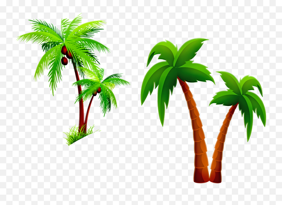 Palm Tree Cartoon Two Palms - Coconut Tree Transparent Background Emoji,Palm Tree Book Emoji