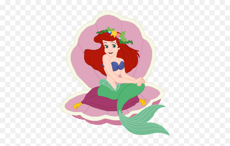 Disney Gif Little Mermaid - Mermaid In Shell Cartoon Emoji,Mermaid Emoticon