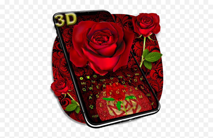 3d Red Rose Keyboard For Android - Rosa Vermelha 3d Emoji,Rose Emoticons