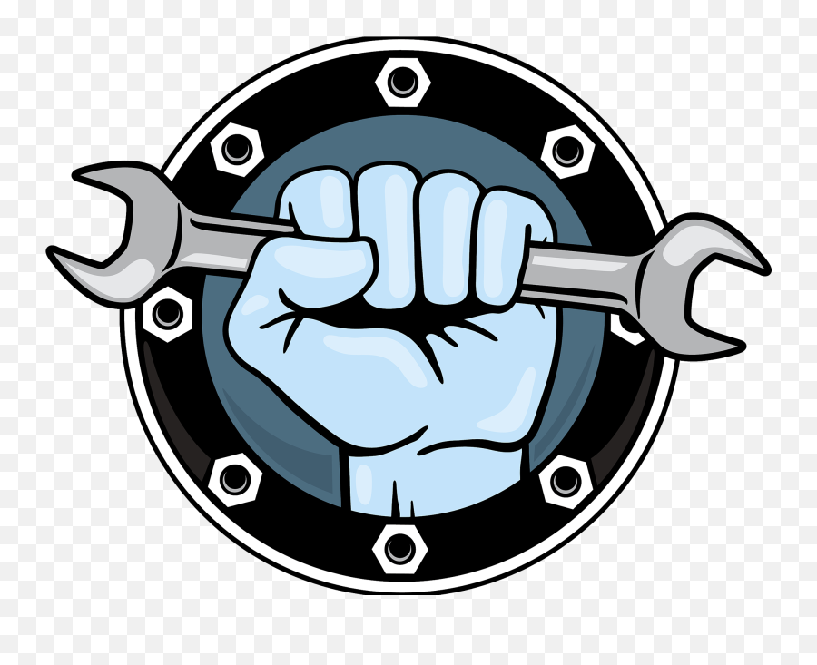 Fist With Wrench Logo Clipart - Wrench With Hand Png Emoji,Hammer And Wrench Emoji