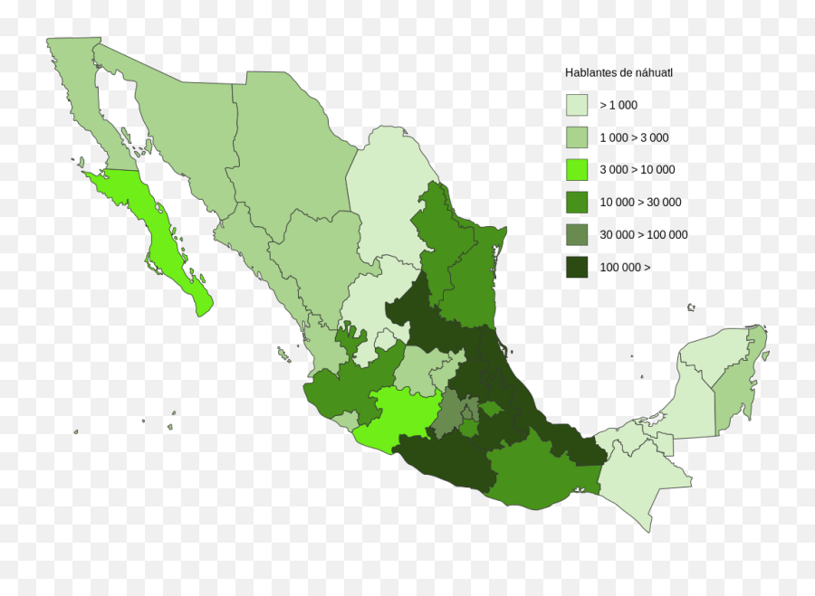 Nahuatl Speakers In Mexico In 2010 - Mexico Map Transparent Background Emoji,How To Put Emojis On Youtube