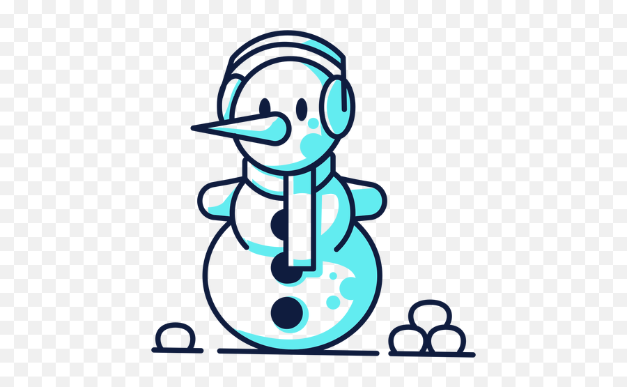 Cute Snowman Headphone Scarf Cyan Duotone - Transparent Png Scarf Emoji,Scarf Emoji