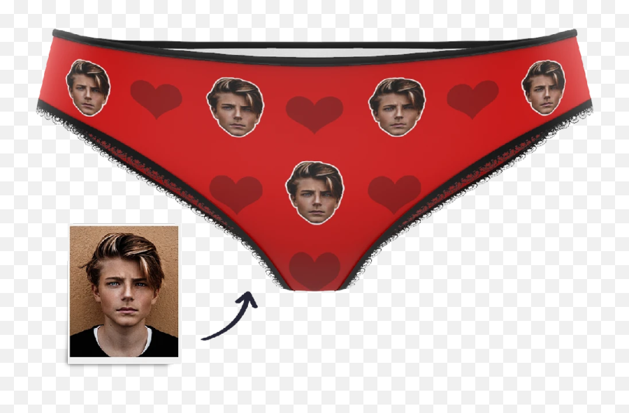 Custom Face Heart Panties - Gesicht Auf Unterwäsche Drucken Emoji,Panties Emoji