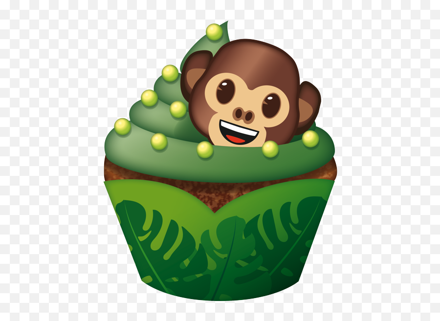 Jungle Muffin With Grinning Monkey Face - Cartoon Emoji,Is There A Blueberry Emoji