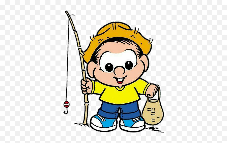 Chicobento Pesca Fish Turmadamonica Boy - Turma Da Monica Bebê Emoji,Boy Fishing Pole Fish Emoji