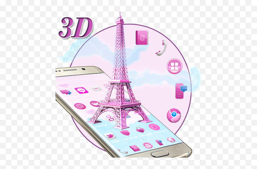 3d Pink Paris Eiffel Tower U2013 Apps On Google Play - Girly Lock Screen Eiffel Tower Emoji,Is There An Eiffel Tower Emoji