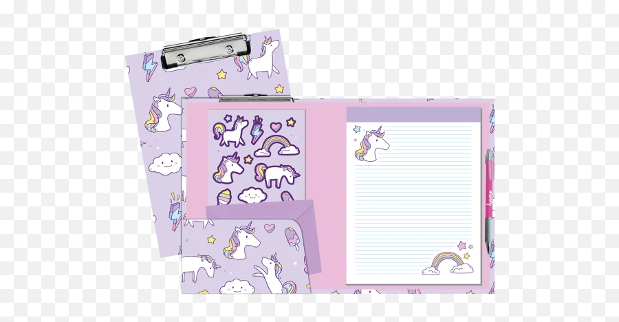 Unicorn Wishes Clipboard Set - Clip Board With Note Pad Unicorn Emoji,Emoji Notepad