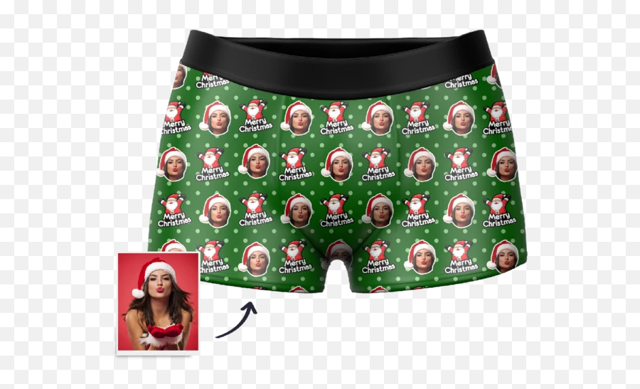 Christmas Gifts Myfaceboxer - Underpants Emoji,Emoji With Santa Hat