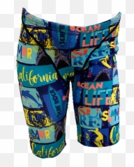 Splitz Jammer Swim Shorts In Blues - Bermuda Emoji