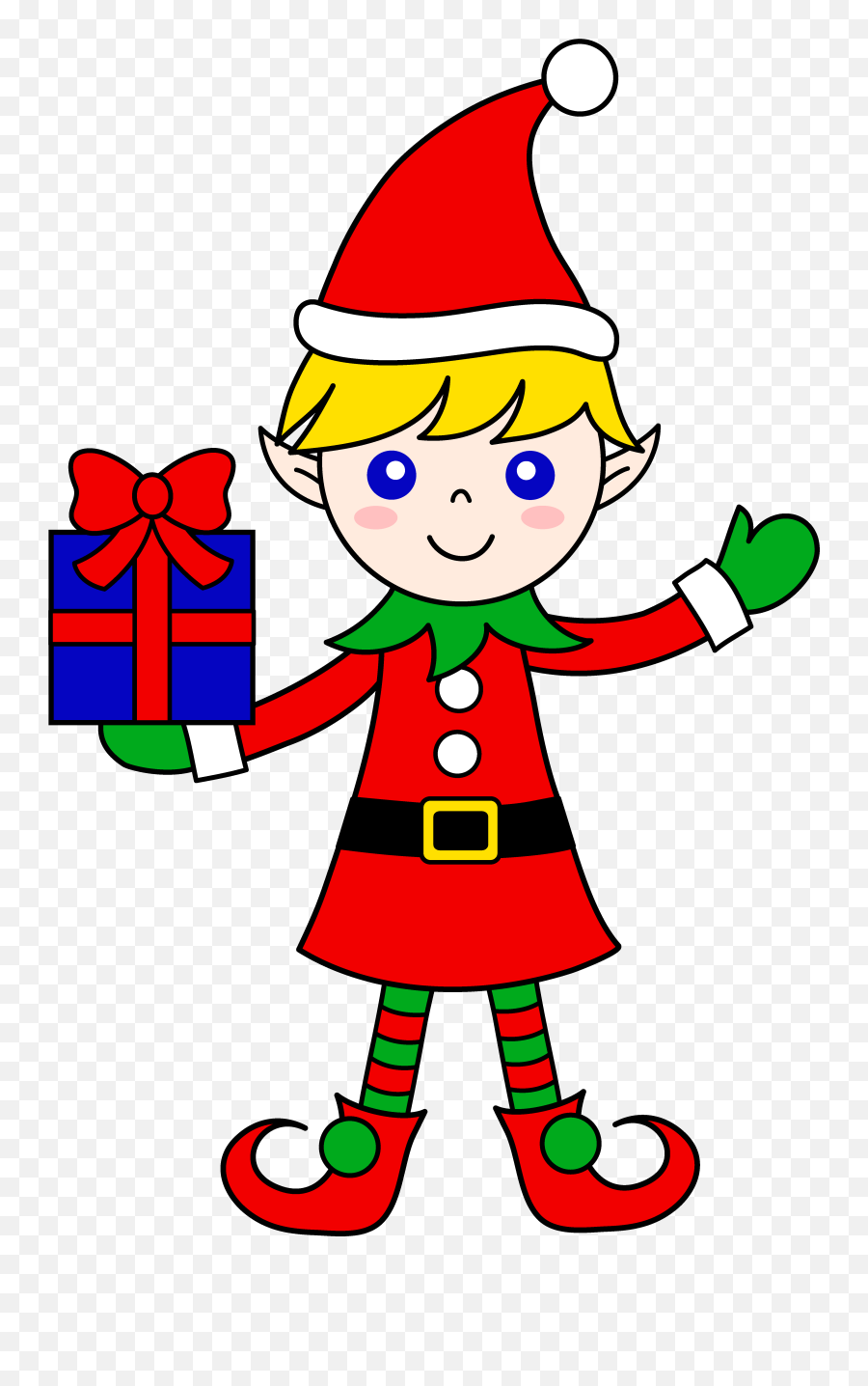 Black Christmas Elves Clipart Holidays - Cartoon Santa Elf Emoji,Elf Emoticons