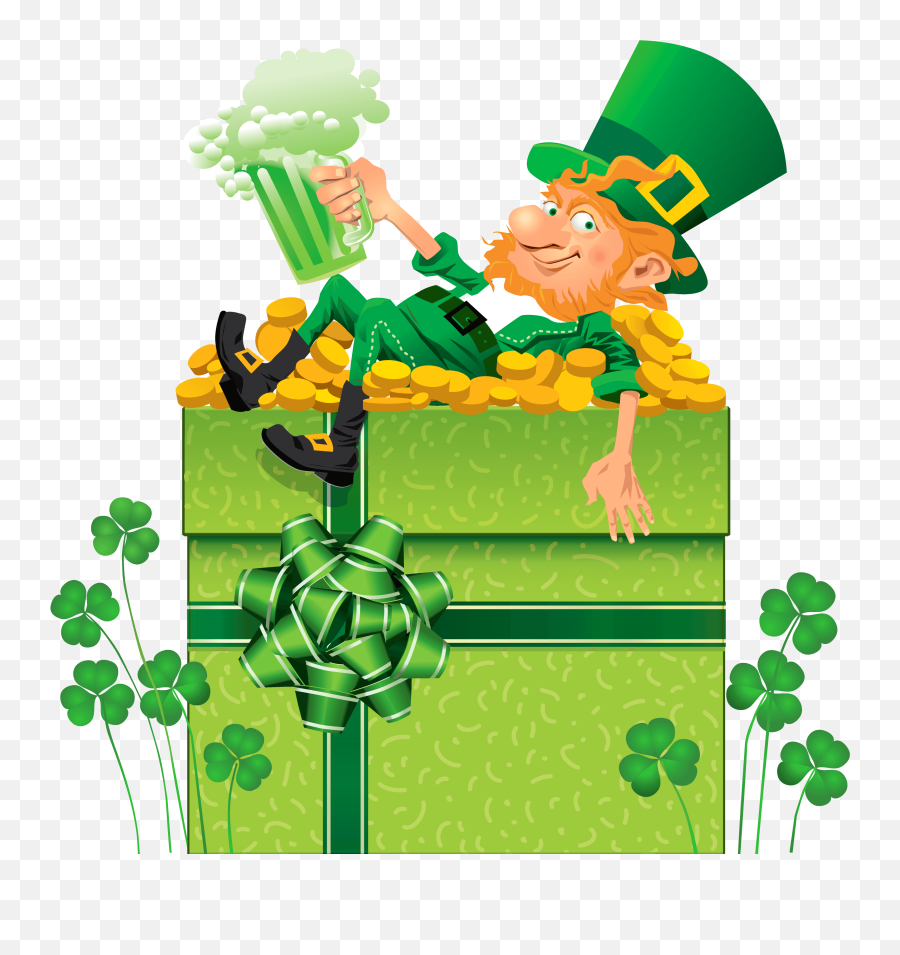 St Patricks Day Decor With Shamrocks And Leprechaun Png Clipart - St Leprechaun Clipart Emoji,St Patrick's Day Emoji