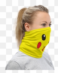KAWAII PIKACHU FACE Mask Pokemon Masks Cute Anime Cartoon - Pink Neck Gaiter Emoji