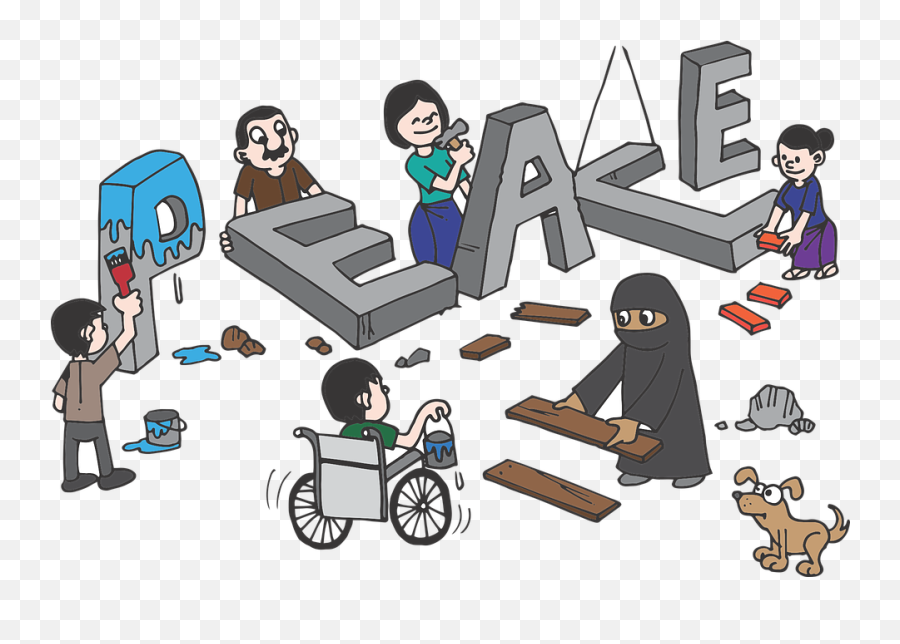 Peace Peacebuild Peacebuilding - Communication And Peace Cartoon Emoji,Wheelchair Emoji