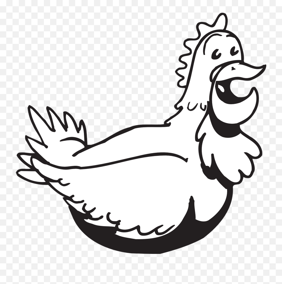 Chicken Hen Happy Poultry Livestock - Happy Chicken Black And White Emoji,Chicken Nugget Emoji