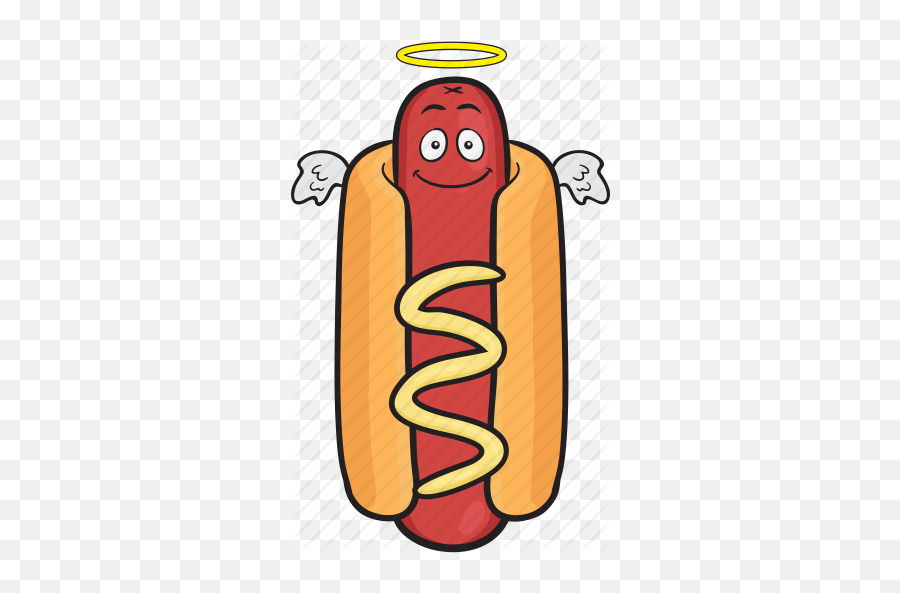 Hot Dog And Mustard Cartoon Emoji - Hot Dog With Wings,Hotdog Emoji