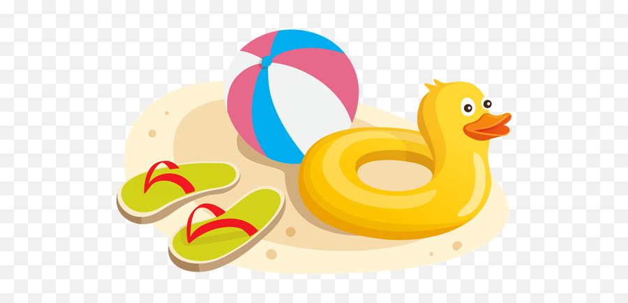 Duck Swim Ring Ball And Flipflops Png Clipart Image Clip - Swimming Ball Clip Art Emoji,Flip Bird Emoji