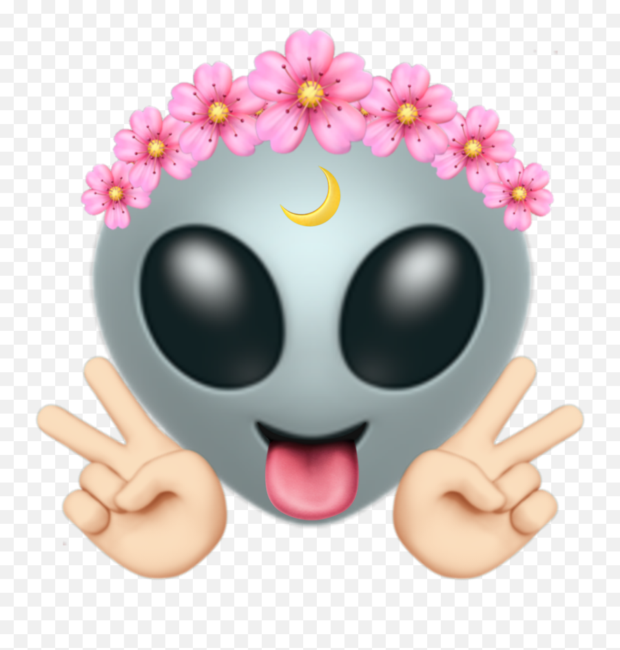 This Is So Cute I Really Love It - Flower Crown Alien Emoji,Trippy Emojis