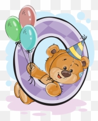 Números Con Osito Cumpleañero - Letter Birthday Png Emoji
