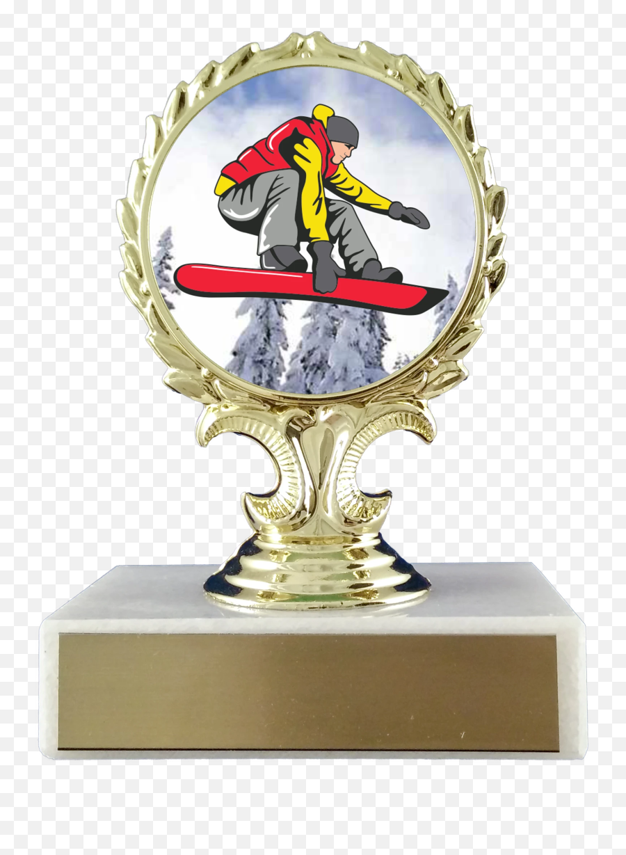 Snowboarding Logo Trophy On Marble Base - Trophy Emoji,Snowboarding Emoji