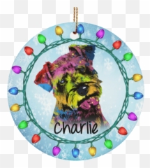 Gorgeous Schnauzer Ceramic Circle Ornament - Personalize With Name Schnoodle Emoji,Schnauzer Emoji