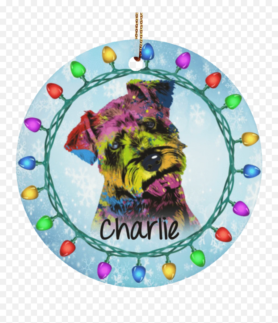 Gorgeous Schnauzer Ceramic Circle Ornament - Personalize With Name Schnoodle Emoji,Schnauzer Emoji