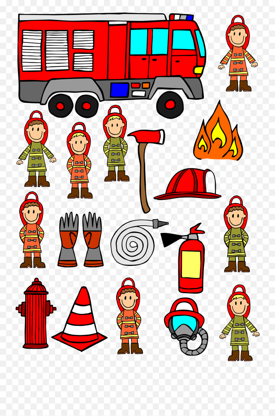 Firemen Hand Drawn Fire Engine Car - Firefighter Emoji,Firetruck Emoji