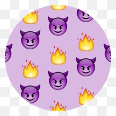 Flame Devil Emoji Purple Pattern Circle - Purple Devil Emoji Crown,Purple Smiling Devil Emoji