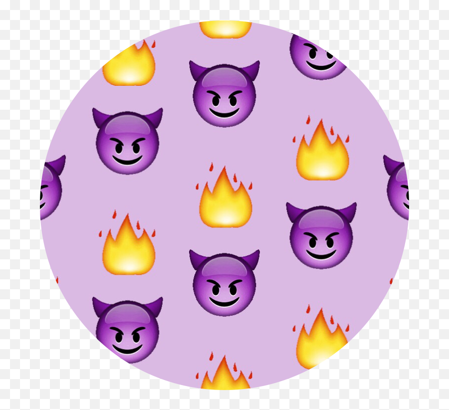Flame Devil Emoji Purple Pattern Circle - Purple Devil Emoji Crown,Purple Smiling Devil Emoji