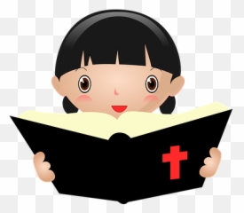 Free Pray Prayer Illustrations - Girl Reading Bible Clipart Emoji