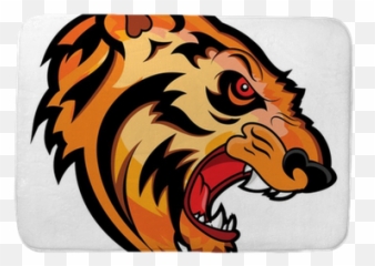 Angry Tiger Face Mascot Vector Tattoo Bath Mat u2022 Pixers - We live change Illustration Emoji