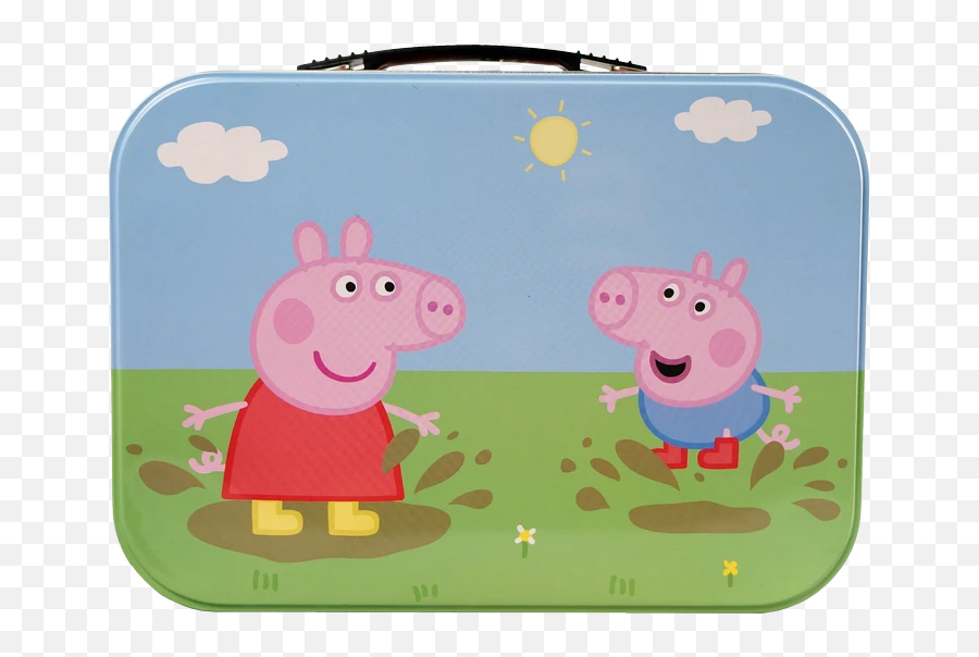 Peppa Pig Metal Tin Lunch Box For Kids - Peppa Lunch Box Emoji,Emoji Lunch Bag