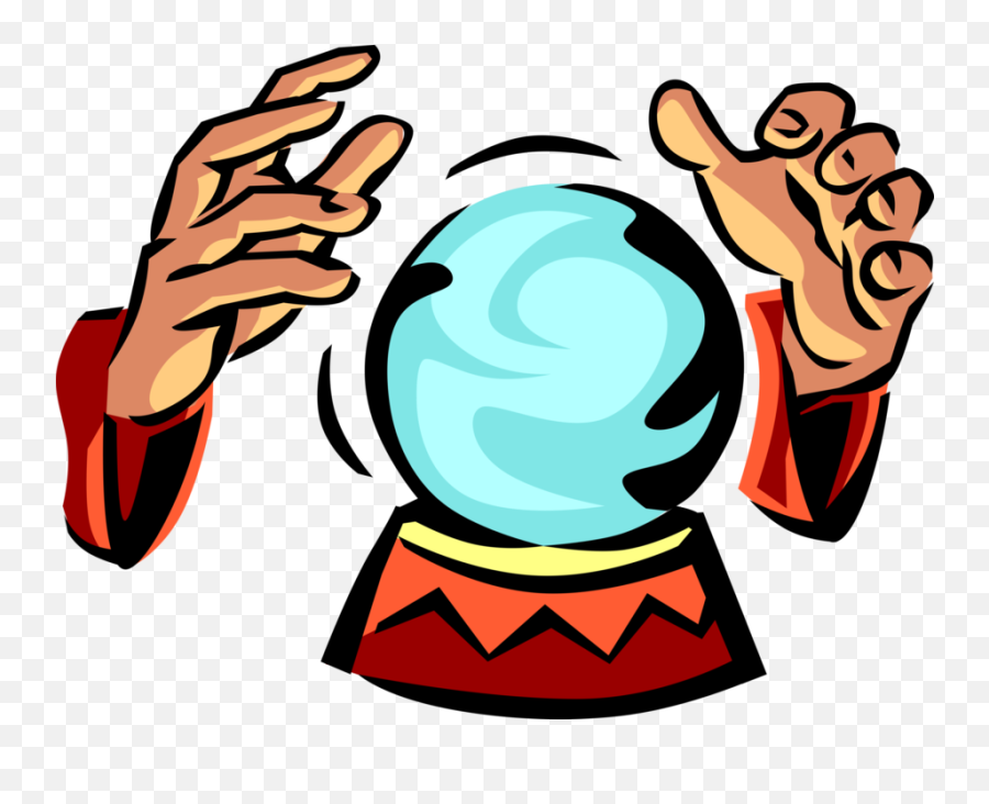 Vector Illustration Of Crystal Ball Gazing With Fortune - Crystal Ball Cartoon Fortune Teller Emoji,Crystal Ball Emoji