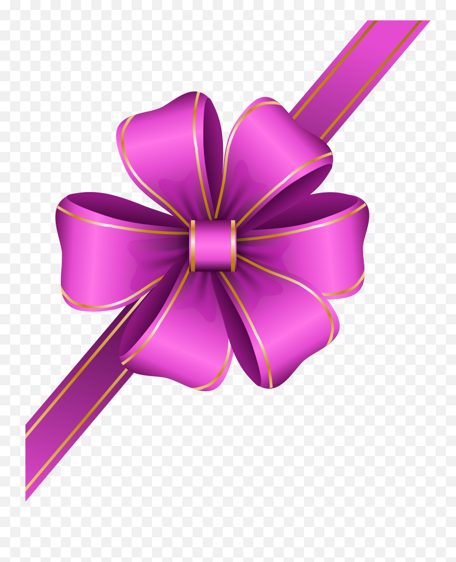 Birthday Ribbon Clipart - Purple Gift Ribbon Png Emoji,Pink Bow Emoji