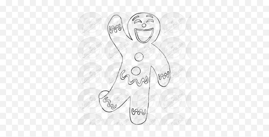 Excited Gingerbread Man Outline For Classroom Therapy Use - Clip Art Emoji,Excited Emoticon Text