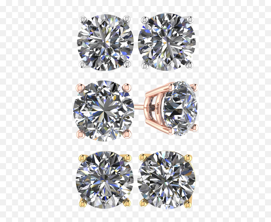 14k Gold Simulated Diamond Stud Earrings - Earring Emoji,Emoji Earrings
