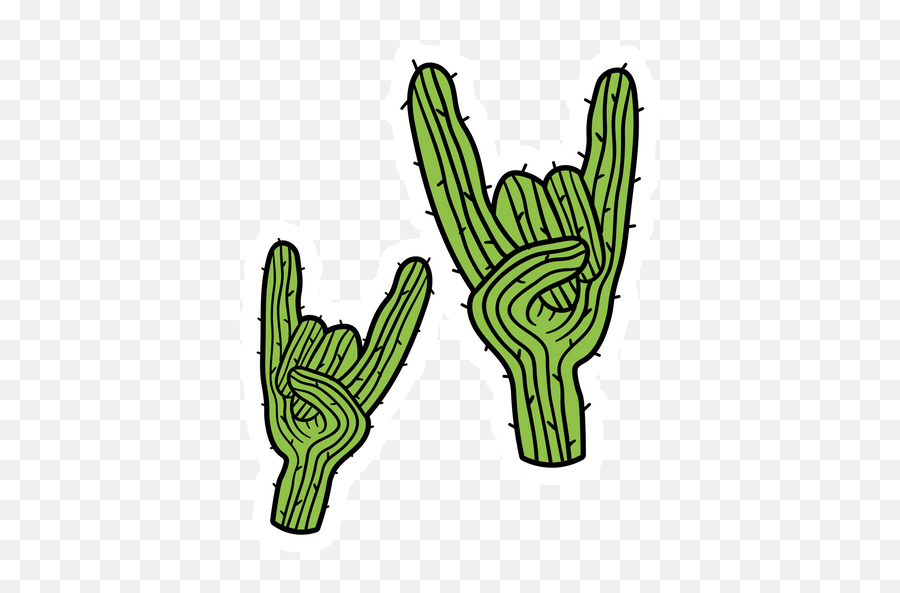 Cactus Rock Hands Sticker - Cactus Rock Hand Emoji,Rock Horns Emoji