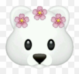 Bear Emoji Emojis Emojiiphone Emojiselfie White Whitebe - Cartoon,White Flower Emoji