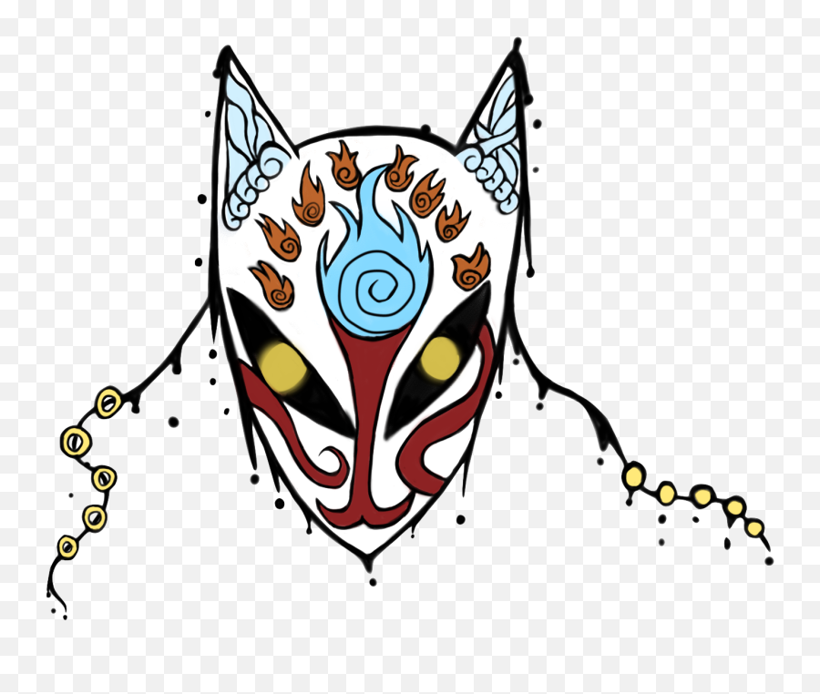 Old Kitsune Mask Drawing - Kitsune Mask Gif Transparent Emoji,Japanese Mask Emoji
