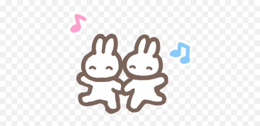 Bunnies Messy Cute Dancing Music Notes - Illustration Emoji,Dancing Bunny Emoji