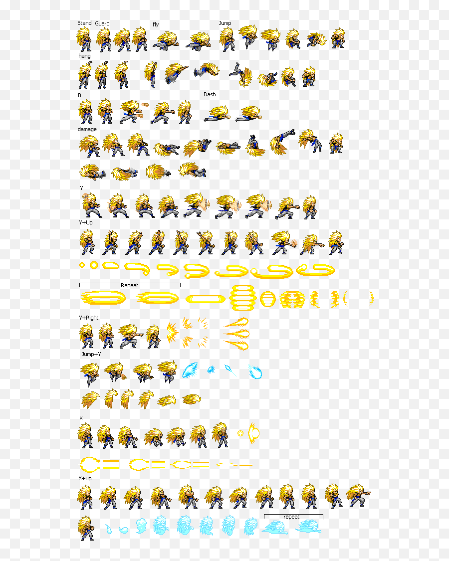 Gotenks Ssj3 Sprites - Gotenks Sprite Sheet Emoji,(y) Emoticon