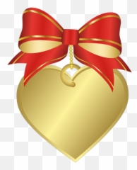 heart dogtag ribbon bow gold goldchain - Gold Bows Transparent Emoji