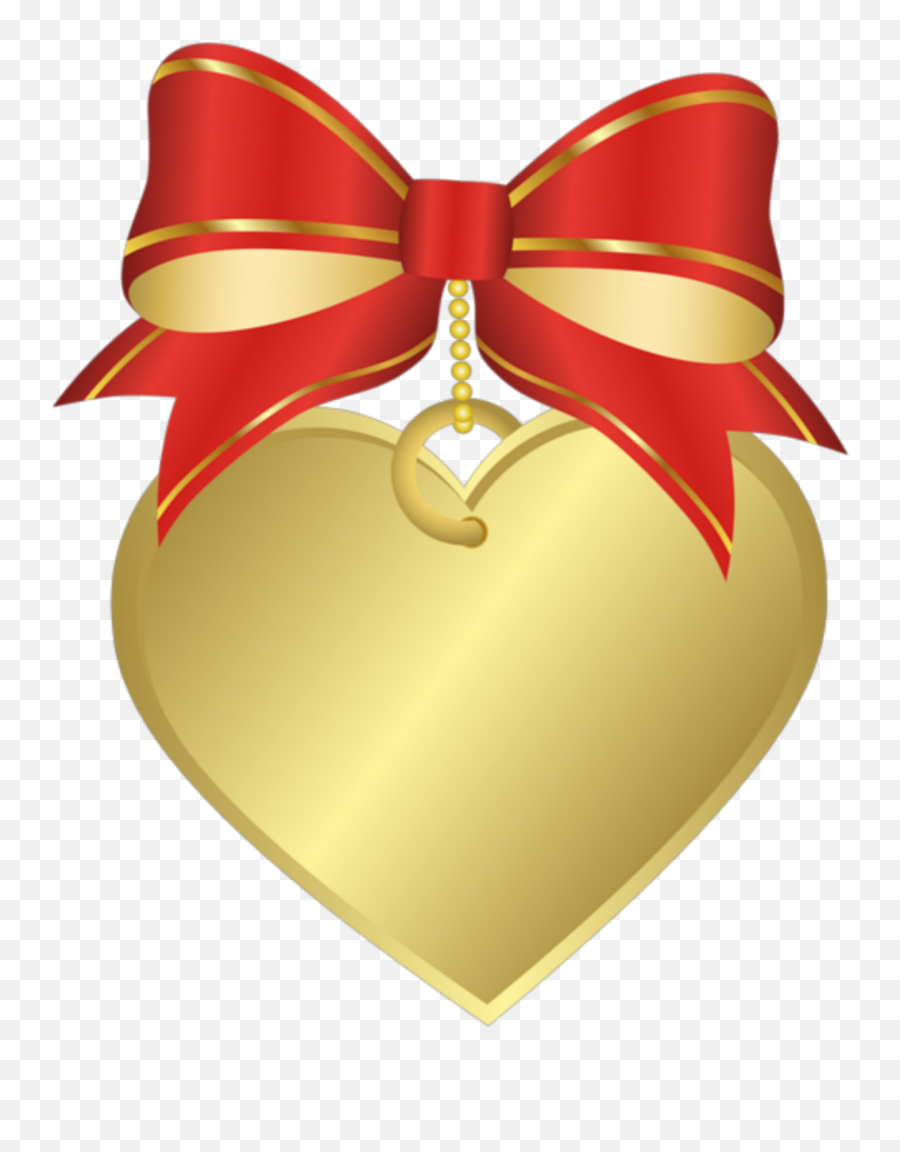 Heart Dogtag Ribbon Bow Gold Goldchain - Gold Bows Transparent Emoji,Orange Ribbon Emoji