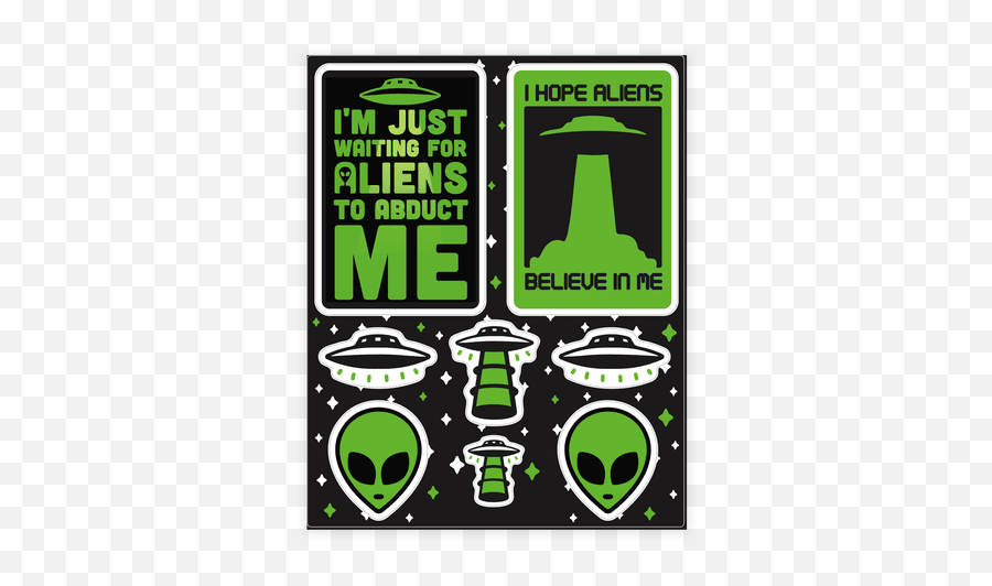 Alien Stickers Sticker And Decal Sheets Lookhuman - Alien Stickers Emoji,Ufo Emoji