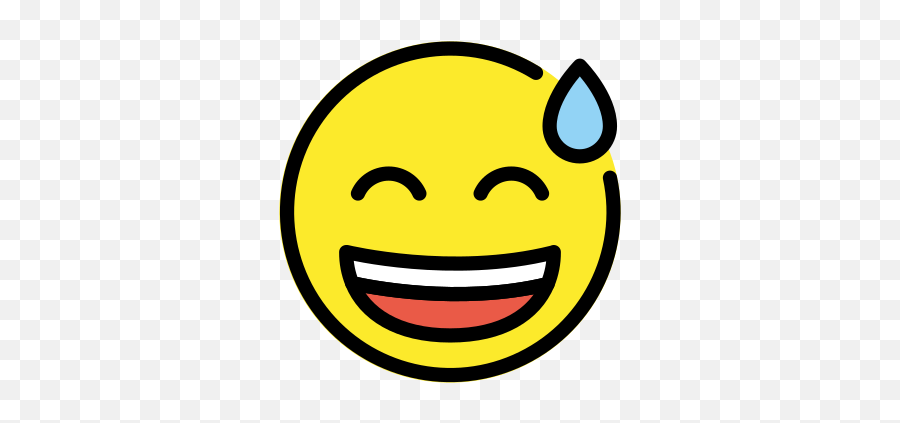 Grinning Face With Sweat Emoji - Emoji Risa,Smiley Face Emoticon
