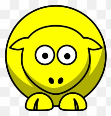 Sheep Looking Straight Yellow Clip Art - Round Animals In Black And White Emoji,Sheep Emoticon
