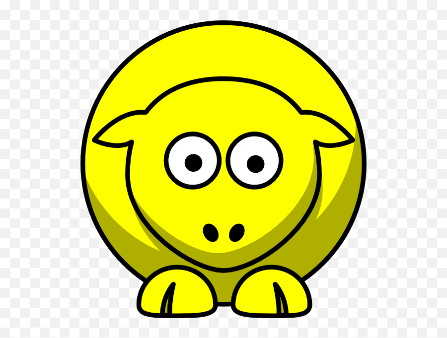 Sheep Looking Straight Yellow Clip Art - Round Animals In Black And White Emoji,Sheep Emoticon
