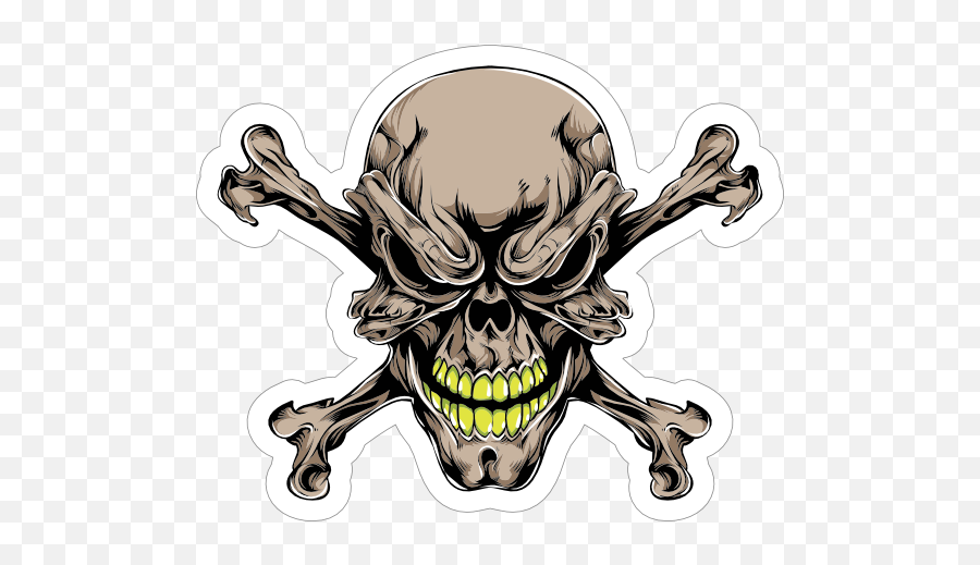 Dark Skull And Crossbones Sticker - Skull Png Emoji,Skull And Crossbones Emoji
