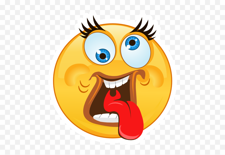Crazy Cross Eyed Tongue Out Emoji Sticker - Emoji With Long Tongue,Crazy Emoji