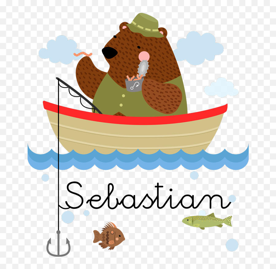 Fishing Bear Personalised Sticker - Fishing Cute Emoji,Emoji Stickers For Wall