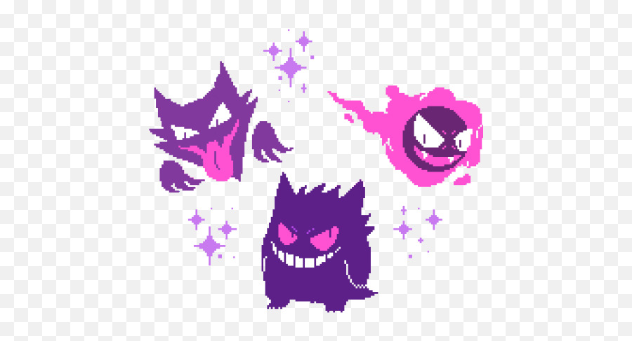 Gif Gifs Cute Emoticons Kawaii Set - Gastly Haunter Gengar Png Emoji,Pixel Emoticons